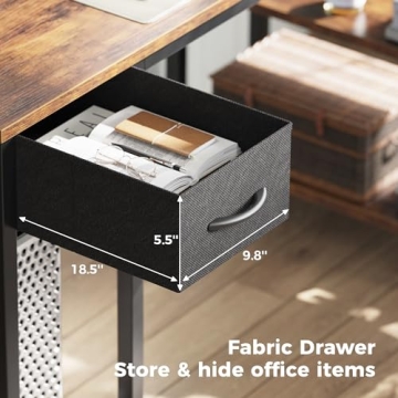 47 Inch L Shaped Desk with LED Lights for Home Office