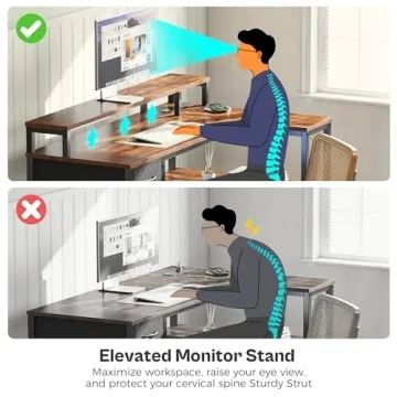 47 Inch L Shaped Desk with LED Lights for Home Office