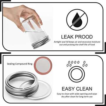 Glass Regular Mouth Mason Jars, 8 Oz Glass Jars with Metal Airtight Lids & Bands for Canning, Food Storage, Prep, Jams, Jellies, Pickles, Preserves, Overnight Oats, Spices, Salad, Drinking (12 Pack)