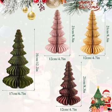 EASY JOY 4 Pcs Christmas Tree Honeycomb Centerpiece Paper Honeycomb 3D Xmas Trees Table Centerpiece ...