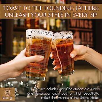 Greenline Goods – United States Constitution & Declaration of Independence Glasses (Set of 2) - 16...