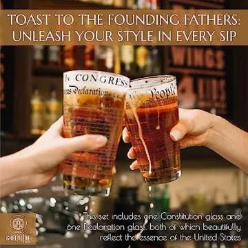 Greenline Goods – United States Constitution & Declaration of Independence Glasses (Set of 2) - 16...