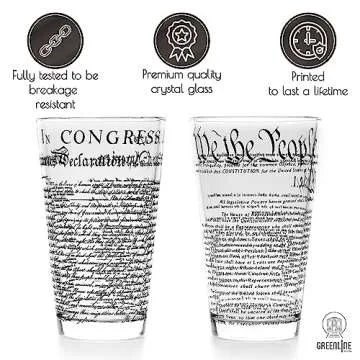 Greenline Goods – United States Constitution & Declaration of Independence Glasses (Set of 2) - 16 oz Drinking Glasses - American US Patriotic Gift Set We The People - Beer Glasses