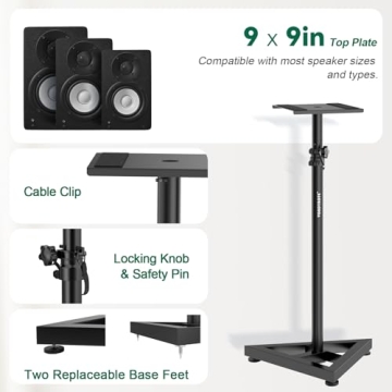Vondynote Adjustable Studio Monitor Stands - Heavy Duty & Sturdy