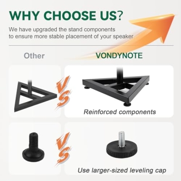 Vondynote Studio Monitor Stands - Adjustable & Durable