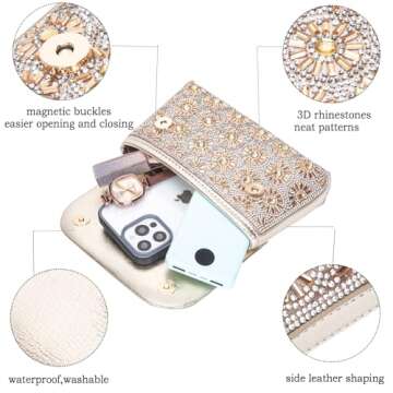 BBTT.ful Shoulder Bags Crossbody Bag Purses Handbags Crystals Rhinestone Evening Bag for Women Clutch Purse with Chain (champagne)