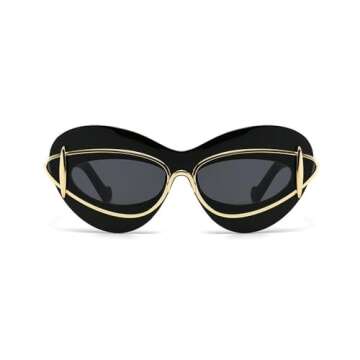 laureles Fashion Lips Cat Eye Sunglasses for Women Vintage Y2K Sun Glasses Ladies Gradient Black Shades UV400 (C2)