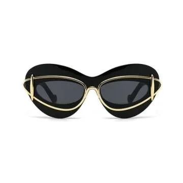 laureles Fashion Lips Cat Eye Sunglasses for Women Vintage Y2K Sun Glasses Ladies Gradient Black Shades UV400 (C2)