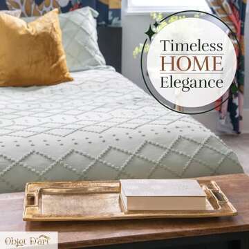 Decorative Gold Trays by Objet D’Art, Beaufort Rectangular Bar Tray for Living Room, Ottoman and Coffee Table, Set of 2 Trays for Candles, Liquor, and Centerpieces