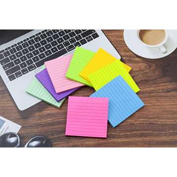 Colorful 4x4 Sticky Notes 8 Pads for Office & Home