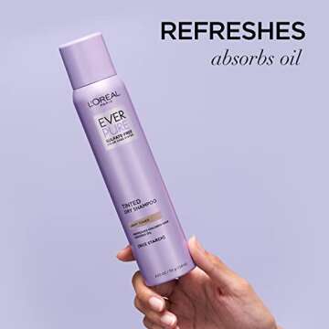 L'Oréal Paris EverPure Sulfate-Free Tinted Dry Shampoo for Light Blonde Hair, Absorbs Oil, Refreshes Color, with Rice Starch, Vegan, Paraben-Free, Gluten-Free, 4 fl oz