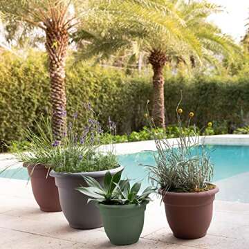 Bloem Ariana Pot Planter: 12" - Living Green - Durable Resin Pot, for Indoor and Outdoor Use, Gardening, Self Watering Disk Included, 3 Gallon Capacity