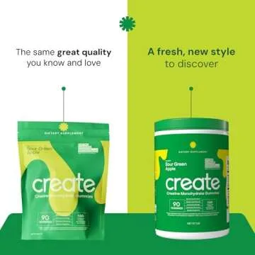 Creatine Monohydrate Gummies for Men & Women - Boost Focus, Strength, and Endurance, Anti-Melting Formula, Vegan, Gluten-Free, Non-GMO, 1.5 Gram Creatine per Gummy (Sour Green Apple, 90 ct)