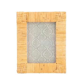 Creative Co-op Handwoven Rattan Photo Frame, Natural(Holds 5" x 7" Photo)