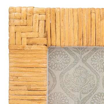 Creative Co-op Handwoven Rattan Photo Frame, Natural(Holds 5" x 7" Photo)