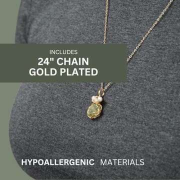 Genuine Peridot Necklace with Gold Chain - Handmade Jewelry