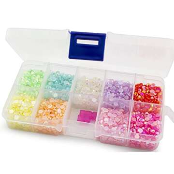 Summer-Ray 4mm Flatback Glossy Pearl Rhinestones in Storage Box Multicolor