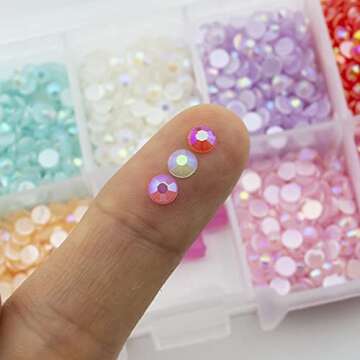 Summer-Ray 4mm Flatback Glossy Pearl Rhinestones in Storage Box Multicolor
