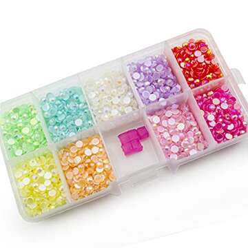 Summer-Ray 4mm Flatback Glossy Pearl Rhinestones in Storage Box Multicolor