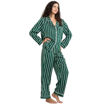 YiNi LuLu Women's Silk Satin Pajamas Set - Luxurious Sleepwear with Pockets