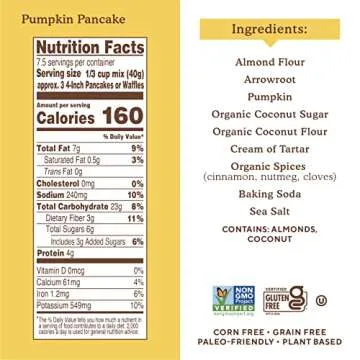Simple Mills Almond Flour Pancake & Waffle Mix, Pumpkin - Gluten Free, Plant Based, Paleo Friendly, Breakfast 10.7 Ounce (Pack of 1)