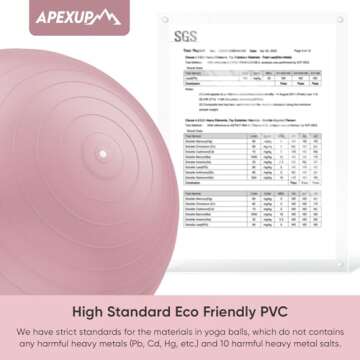 APEXUP Yoga Ball Exercise Ball, Anti Slip Stability Ball Chair, Heavy Duty Large Gym Ball for Fitness, Balance, Core Workout and Physical Therapy (M (19"~22) 55cm, Pink)
