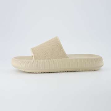 CUSHIONAIRE Men's Feather Cloud Recovery Pool Slide with Comfort - Khaki 11