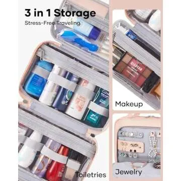 OlarHike Travel Toiletry Bag for Women, Hanging Waterproof Portable Organizer, 3 in 1 Travel Essenti...