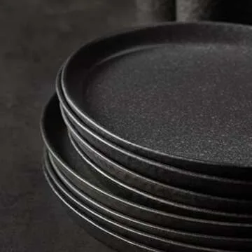 Stone by Mercer Project KATACHI Stoneware 16-Piece Dinnerware Set, Charcoal