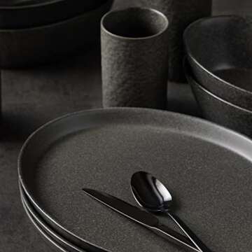 Stone by Mercer Project KATACHI Stoneware 16-Piece Dinnerware Set, Charcoal