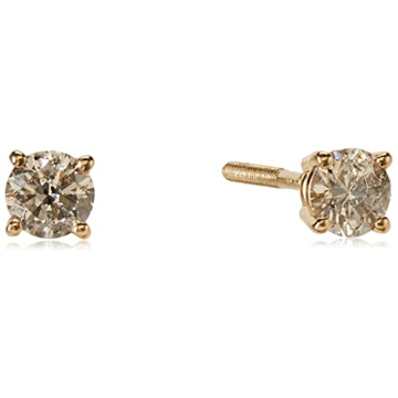 Amazon Essentials Certified 14k Yellow Gold Diamond Stud Earrings with Screw Back (0.33 cttw, J-K Co...