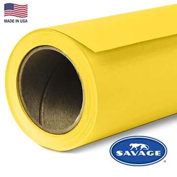 Savage Seamless Paper Photography Backdrop - Color #38 Canary, 53" x 36' for YouTube, Streaming, Por...