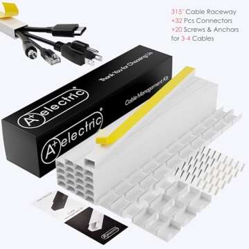 A+ ELECTRIC 315" Cable Hider, Wire Cover, Cables Raceway for Cord Hide, Long, Large, White and paintable Cords Cover Concealer Conduit Channel, TV, Ethernet Molding Electrical Wires Management Kit