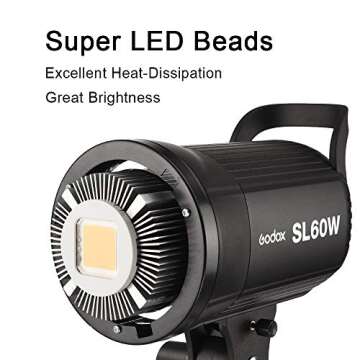 Godox SL-60W 60W 5600K Daylight Balanced LED Video Light Lamp Bowens Mount Studio Photography Lighti...