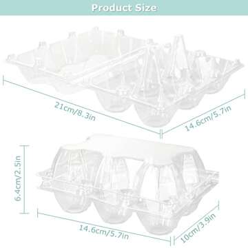 DAJAVE 100 Pack Plastic Egg Cartons, Clear Egg Cartons Cheap Bulk, Holds up for 6 Eggs Securely, Pla...