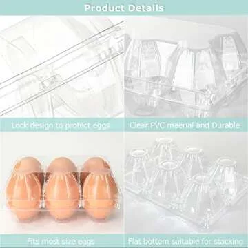 DAJAVE 100 Pack Plastic Egg Cartons, Clear Egg Cartons Cheap Bulk, Holds up for 6 Eggs Securely, Plastic Egg Holder for Family, Pasture, Farm Markets Display(Medium)
