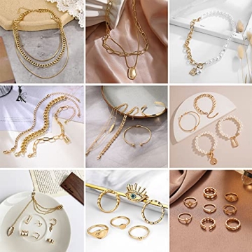 IFKM 36 PCS Gold Plated Jewelry Set for Stylish Women