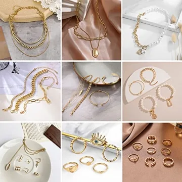 IFKM 36 PCS Gold Plated Jewelry Set for Stylish Women