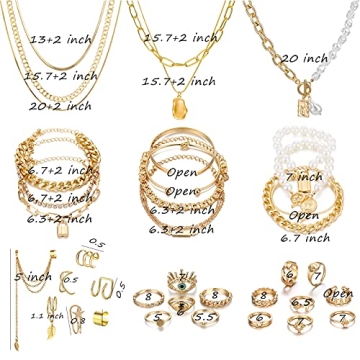 IFKM 36 PCS Gold Plated Jewelry Set for Stylish Women