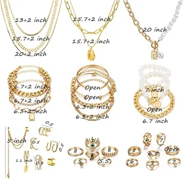 IFKM 36 PCS Gold Plated Jewelry Set for Stylish Women