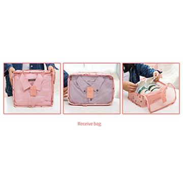 7Pcs Travel Packing Cube Set with Waterproof Shoe Bag Pink Cherry