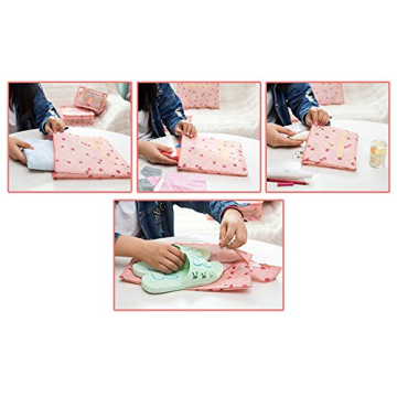 7Pcs Travel Packing Cube Set with Waterproof Shoe Bag Pink Cherry
