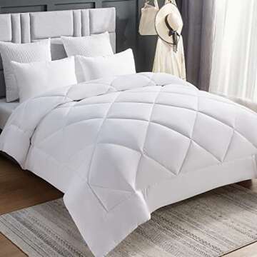 CozyLux King Size Bedding Comforter Duvet Insert - Quilted White Comforters with Corner Tabs, 1800 Series Soft Siliconized Fiberfill All Season Down Alternative Bed Comforter - Box Stitched