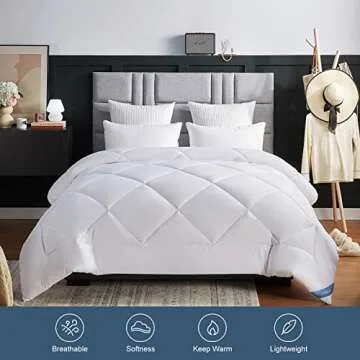 CozyLux King Size Bedding Comforter Duvet Insert - Quilted White Comforters with Corner Tabs, 1800 Series Soft Siliconized Fiberfill All Season Down Alternative Bed Comforter - Box Stitched