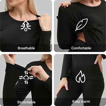 PISIQI Thermal Underwear Women Ultra-Soft Long Johns Set Base Layer Skiing Winter Warm Top & Bottom