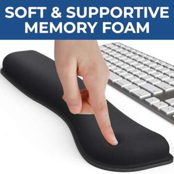 Wrist Rest with Ergonomic Mouse Pad - Memory Foam Desk Cushion for Carpal Tunnel by Everlasting Comf...