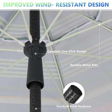 Brace Master 7.5ft Beach Umbrella with Sand Anchor