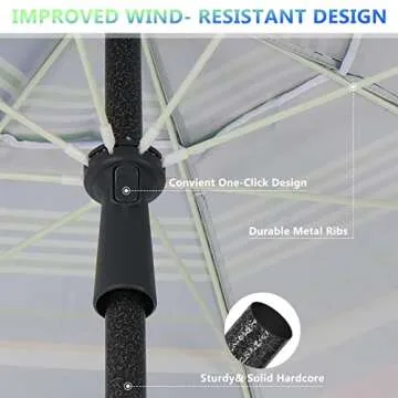 Brace Master 7.5ft Beach Umbrella with Sand Anchor