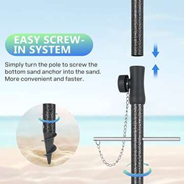 Brace Master 7.5ft Beach Umbrella with Sand Anchor
