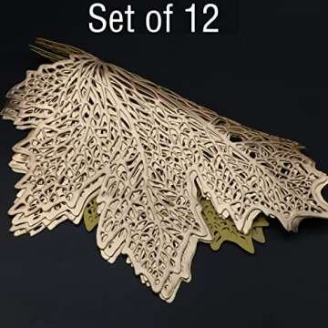 Buy Fall Gold Leaf Placemats - 12 Elegant Dining Table Mats